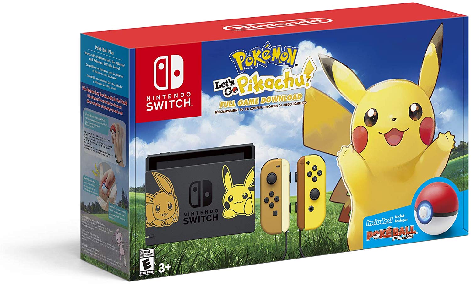 Nintendo Switch Pikachu Eevee Edition With Pokemon Lets Go Pikachu Poke Ball Plus