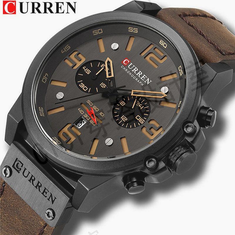 Curren 頂級品牌男士手錶時尚奢華石英皮革軍用防水 8314 X【亞德機械五金家居】