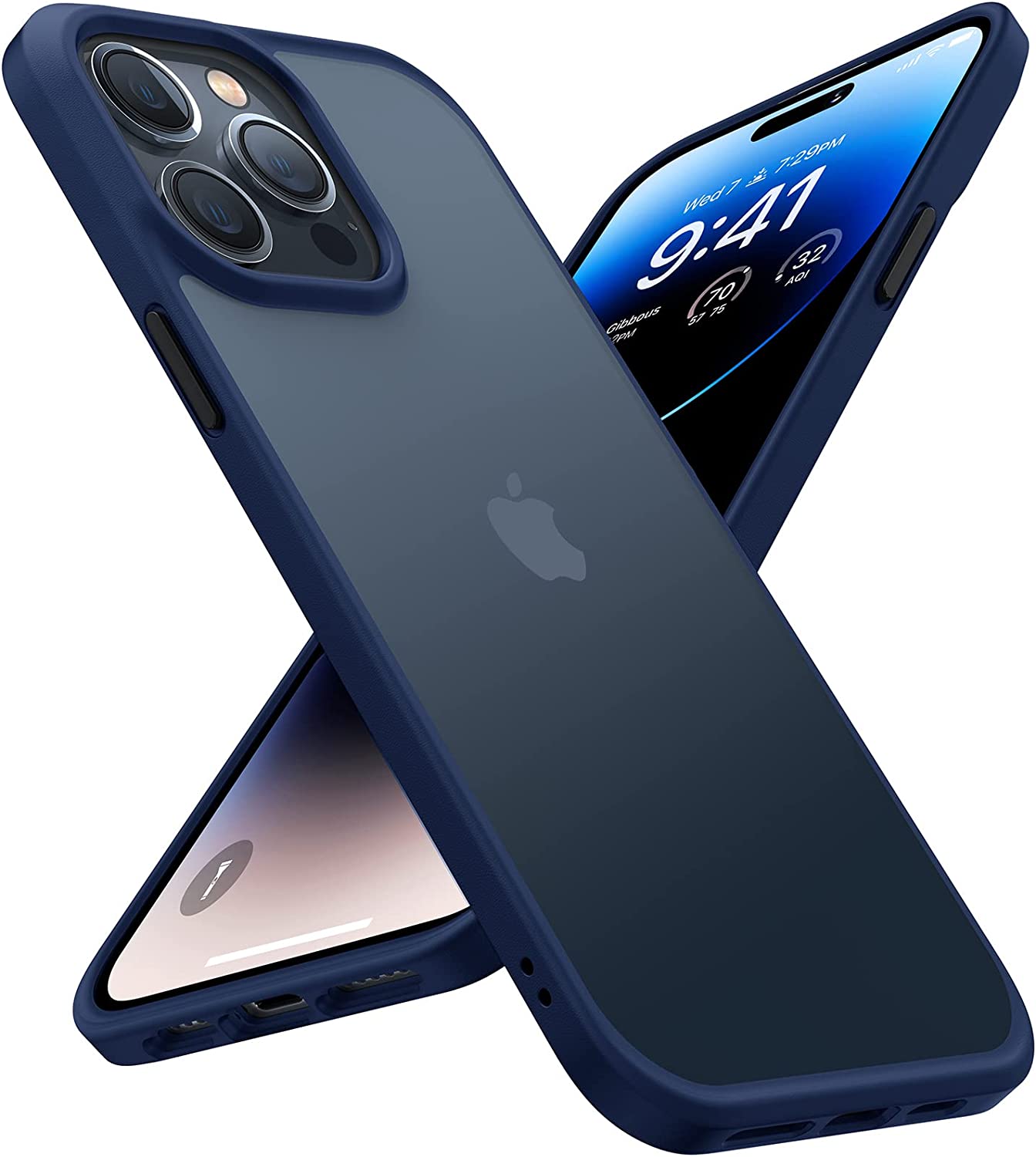 【日本代購】TORRAS 手機殼 半透明 美軍MIL規格 iPhone 14 Pro Max 藍色