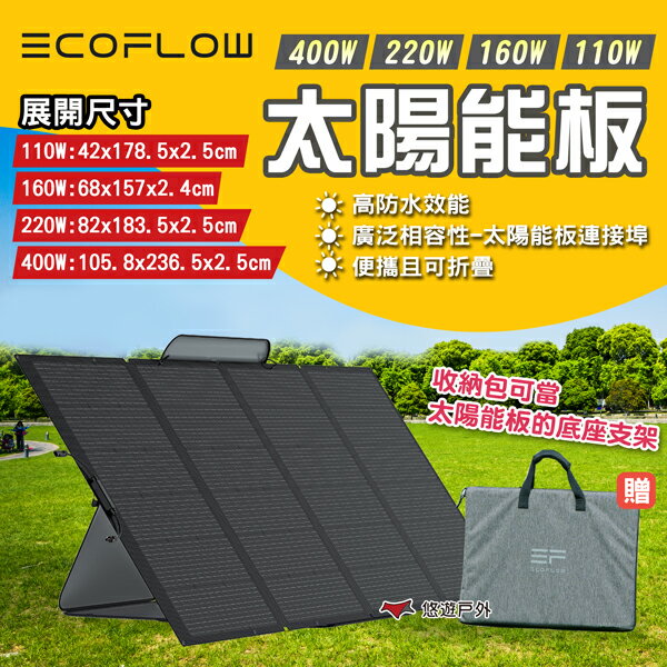 【ECOFLOW】400W/220W/160W/110W 太陽能板 戶外電源 太陽能移動電源 可摺疊 露營 悠遊戶外