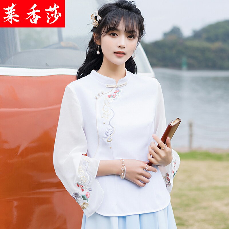 中國風大碼仙氣禪意茶服復古唐裝上衣民國女裝改良旗袍漢服兩件套