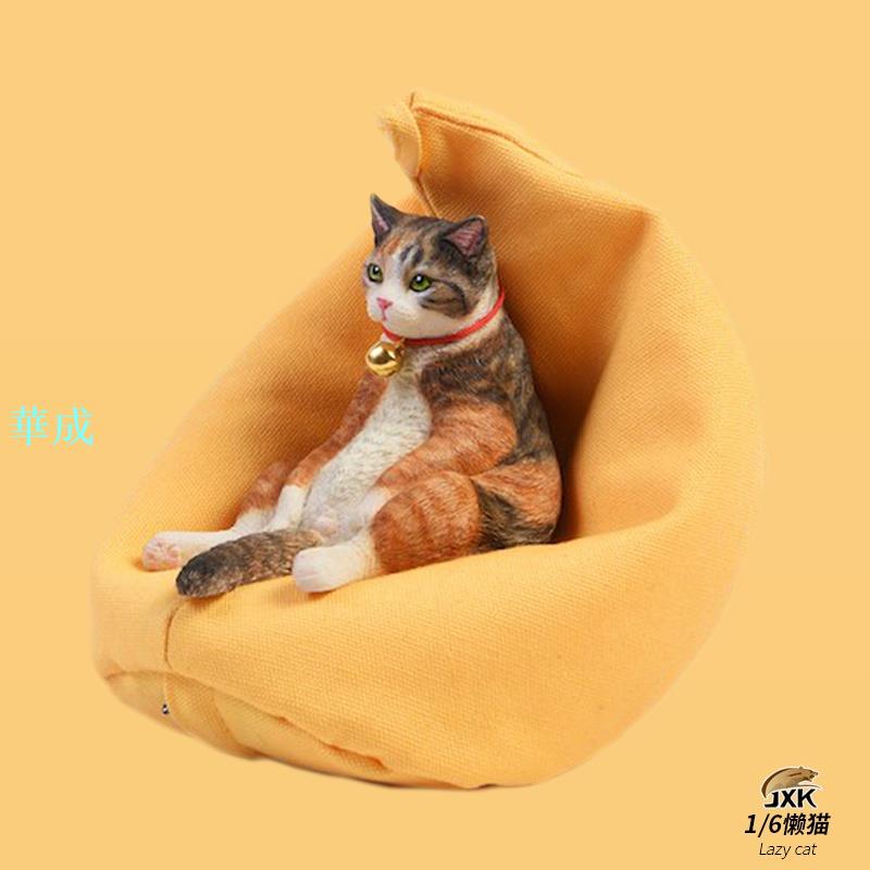 拍攝模型 JXK仿真橘貓模型配懶人沙發 治癒系可愛迷你動物寵物貓咪家挺擺件