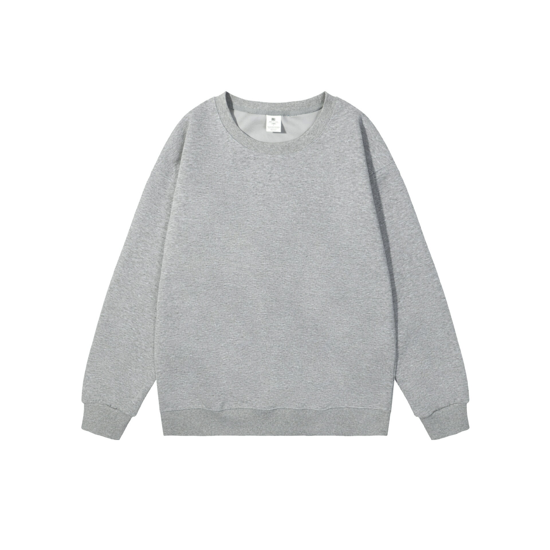 【喜挖】 歐美重磅寬鬆純色男式圓領混棉雙面T恤上衣女韓版休閒長袖情侶 0