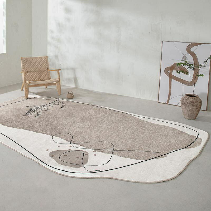 仿羊絨原創設計野奢地毯 不規則客廳沙發臥室床邊墊 房間侘寂日式ins滿鋪