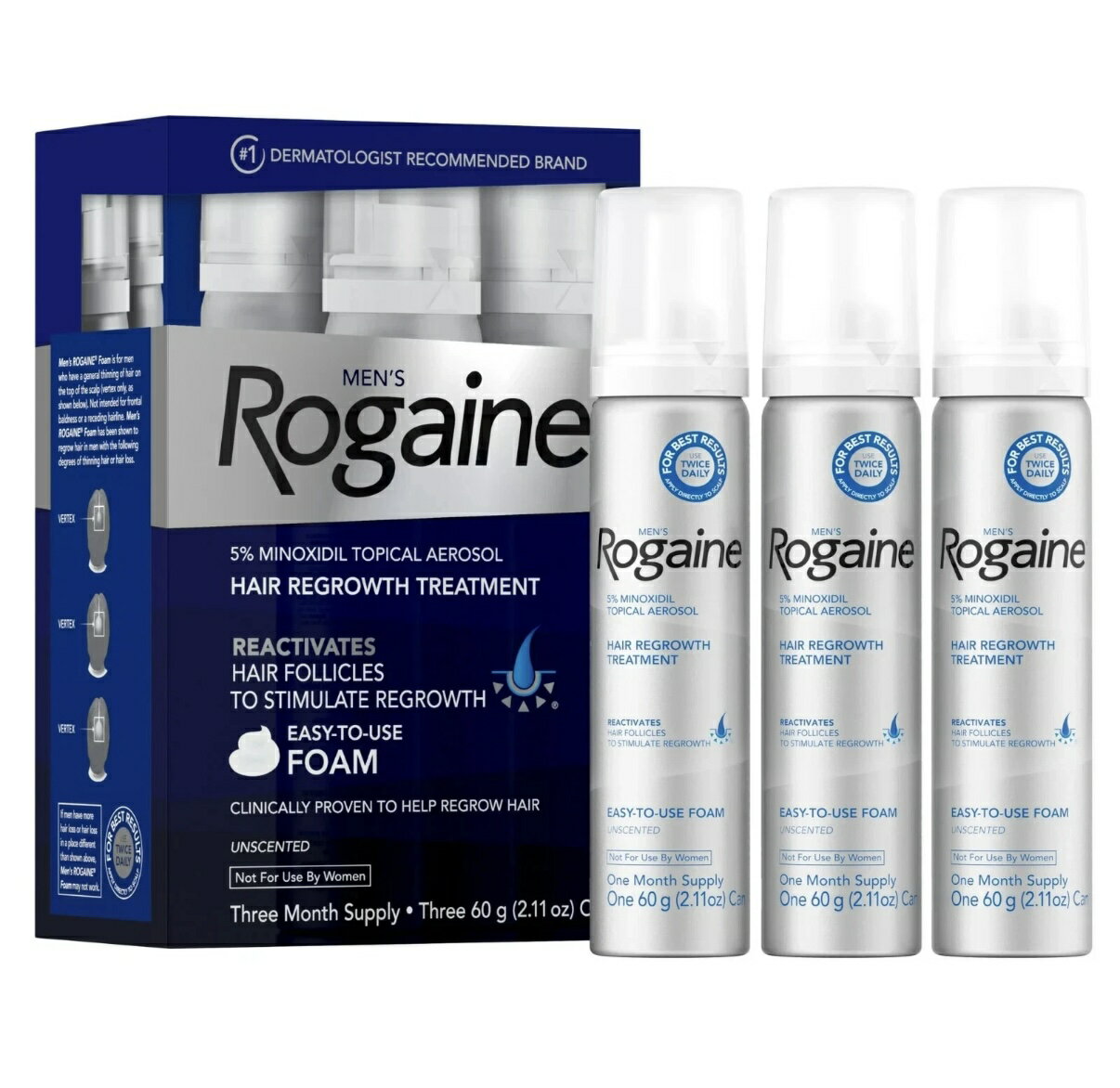 美國直送  男士 ROGAINE® 5% 泡沫   盒裝3入[下摽前請注意到貨時間]
