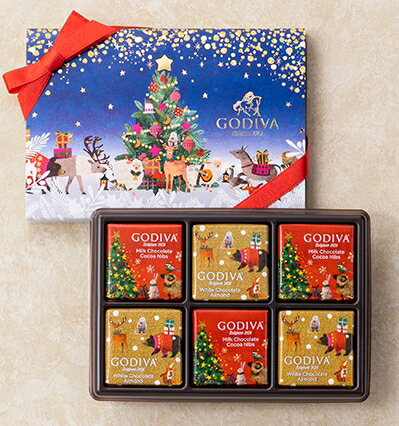 日本限定2023限量版 GODIVA 耶誕星空燙金星星聖誕樹巧克力片禮盒六枚入款派對交換禮物－珍藏版１