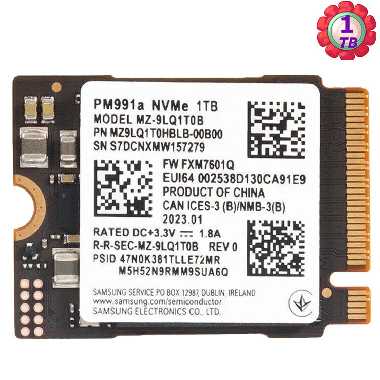 Samsung PM991a 1TB 1T M.2 2230 NVMe PCIE 3.0x4 SSD for Surface Pro steam deck 工業包裝