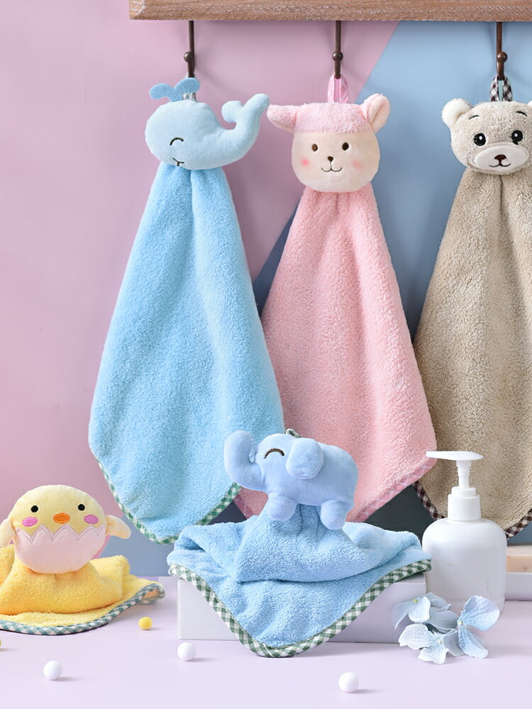 擦手巾可掛式可愛兒童毛巾卡通幼兒園手帕比純棉家用吸水廚房手巾