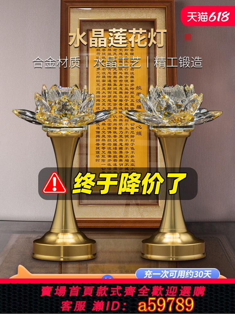 【臺灣公司 可打統編】新款水晶蓮花燈led充電供佛燈家用佛具佛前供燈佛堂長明燈電蠟燭