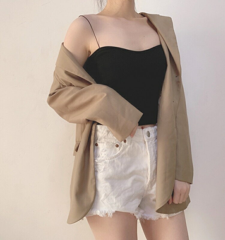 迷人穿搭．性感彈力繩細肩帶外穿內搭內衣小可愛 - shiny藍格子【V3772】 2