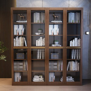 【免運】美雅閣| 新中式書櫃全實木帶亞克力現代輕奢客廳自由組合櫃書房書櫥置物櫃