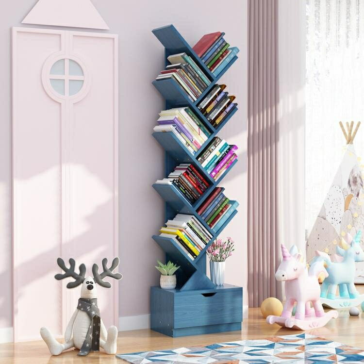 書架 書架置物架落地簡約創意學生樹形經濟型簡易小書櫃收納家用省空間