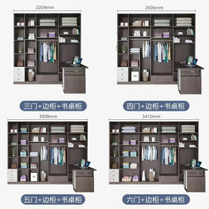 高光衣柜現代簡約家用臥室對開門簡易衣櫥輕奢儲物網紅衣柜帶書桌