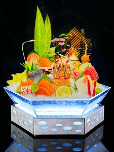 網紅亞克力發光刺身盤專用盤創意干冰餐具冰盤海鮮盤拼盤擺盤盤子