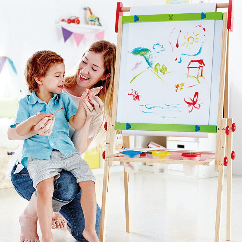 Hape畫板兒童磁性畫寶寶寫字板白雙面支式黑板用涂鴉玩具