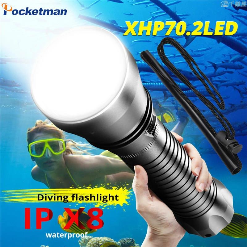 XHP70.2強大的LED潛水手電筒便攜最亮 XHP70水下手電筒IPX8防水XHP50 .2潛水