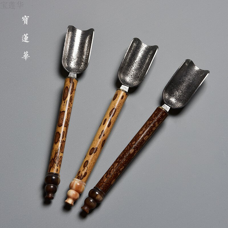 手工滿花紋梅鹿竹柄茶葉鏟 茶勺子茶鏟舀茶葉茶匙 竹制茶則鏟茶具 3
