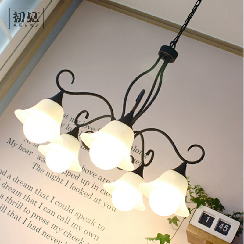 韓式田園玻璃吊燈北歐簡約美式白色簡約餐廳客廳臥室書房創意燈具