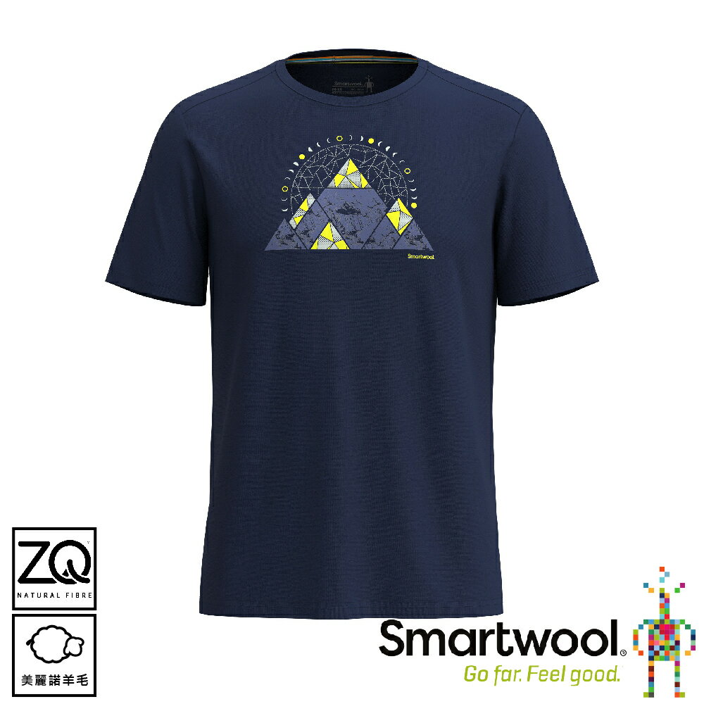 【SmartWool 美國 塗鴉短Tee/山峰月相《深海軍藍》】SW002855/排汗衣/機能衣