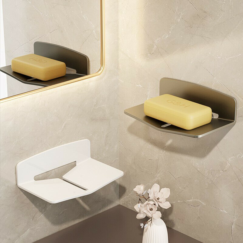 免運/美好家居 浴室肥皂盒創意瀝水太空鋁免打孔洗手間香皂碟衛生間置物架壁掛式