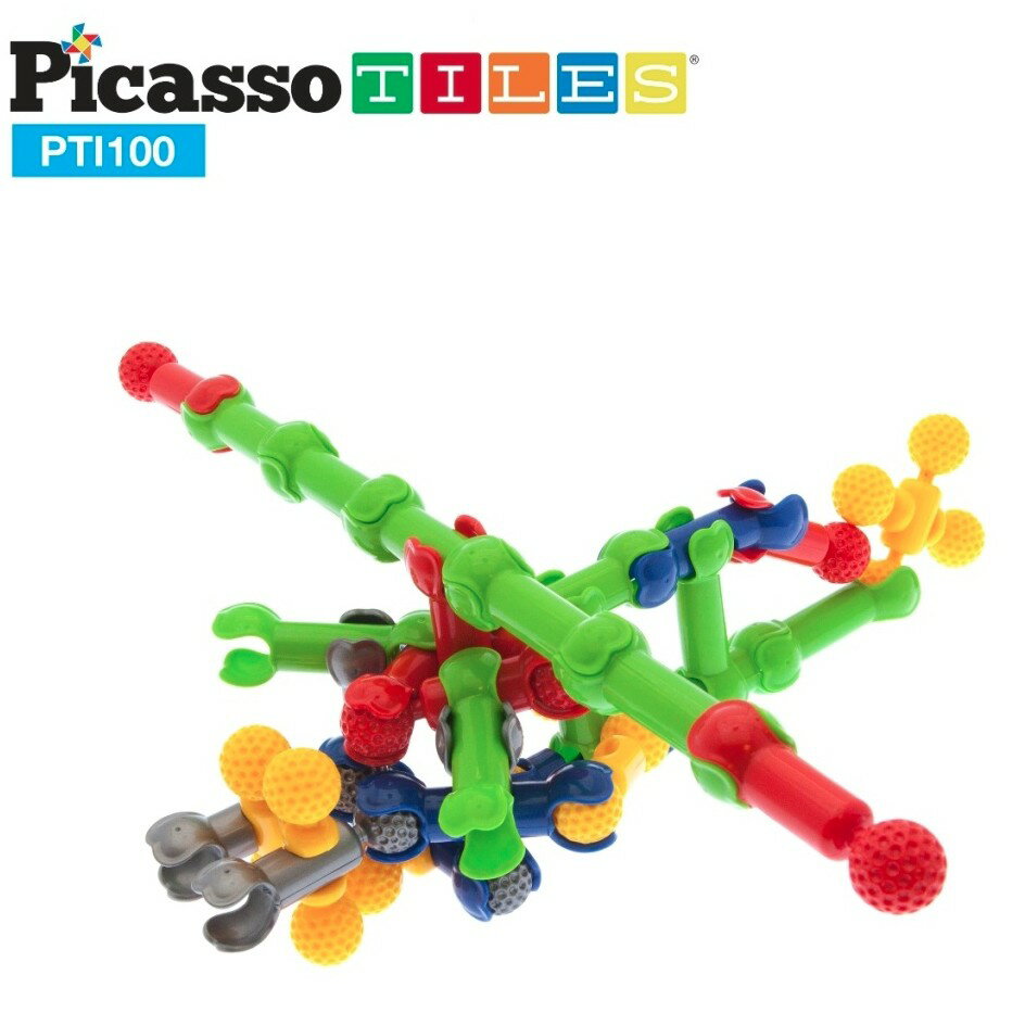 美國畢卡索Picasso Tiles PTI100畢卡索竹節積木100入 卡榫玩具 2