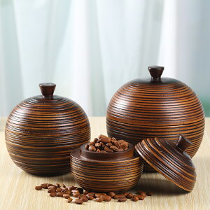 泰國實木茶葉盒儲物盒手工雕刻干果收納盒 東南亞進口居家工藝品