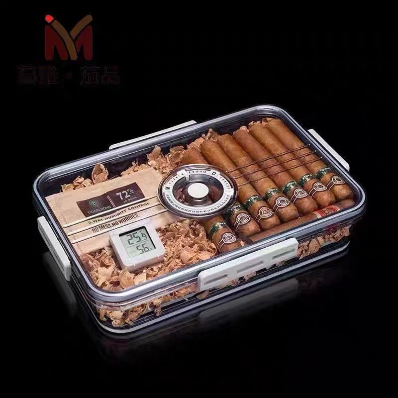 雪茄收納箱 雪茄包 雪茄保濕盒 密封樂扣雪茄盒 雪松木盒 醇化雪茄柜樂扣盒 防潮便攜煙盒