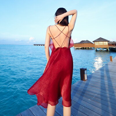 現貨+預購 波希米亞長裙-性感優雅交叉大露背連衣裙3色73sg53【獨家進口】【米蘭精品】