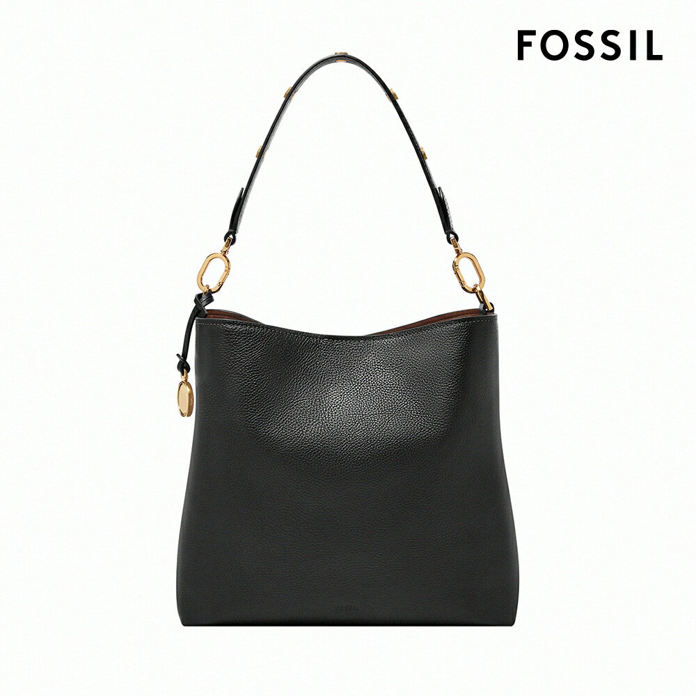 送禮首選★【FOSSIL】Jessie 真皮肩背水桶包-黑色 ZB11003001【美國時尚品牌】 附防塵袋+提袋【全館滿額折價★FOSSIL全系列包夾送美妝蛋】