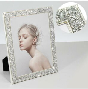 轻奢简约水晶钻金属相框671012寸画框创意高级摆台闺蜜婚纱照挂墙