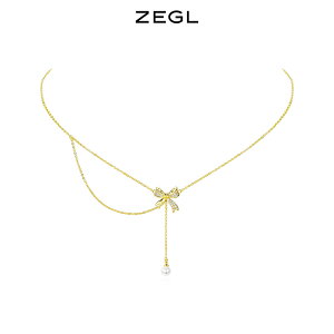 ZEGL設計師蝴蝶結系列項鏈女輕奢小眾簡約氣質吊墜鎖骨頸鏈配飾品