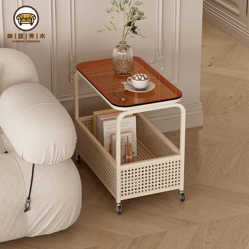 【沙發邊幾】 沙發邊櫃 茶几 客廳邊幾 移動簡約邊幾多功能客廳網紅收納儲物床頭輕奢北歐帶輪臥室小推車免運 工廠直銷 特價出 全館折扣 j14 3