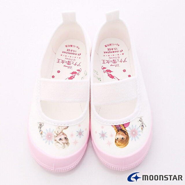 日本月星Moonstar機能童鞋迪士尼聯名系列日本製寬楦冰雪奇緣室內鞋款F014粉(中小童段) 4