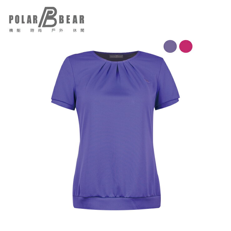 【POLAR BEAR】女吸濕排汗降溫涼感除臭抽皺圓領T恤-17T06