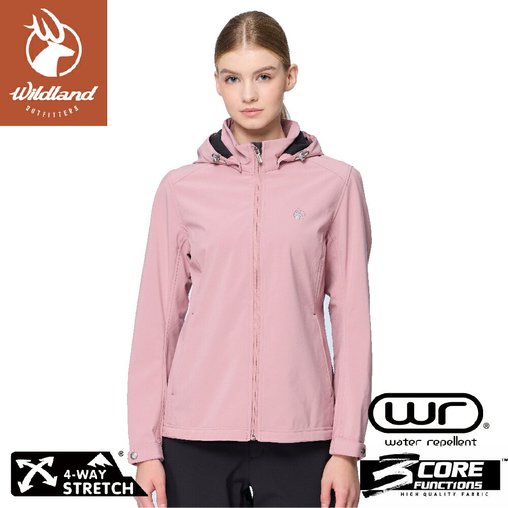 【Wildland 荒野 女 彈性超輕三層山旅機能外套《乾燥玫瑰》】W2901/軟殼外套/保暖外套