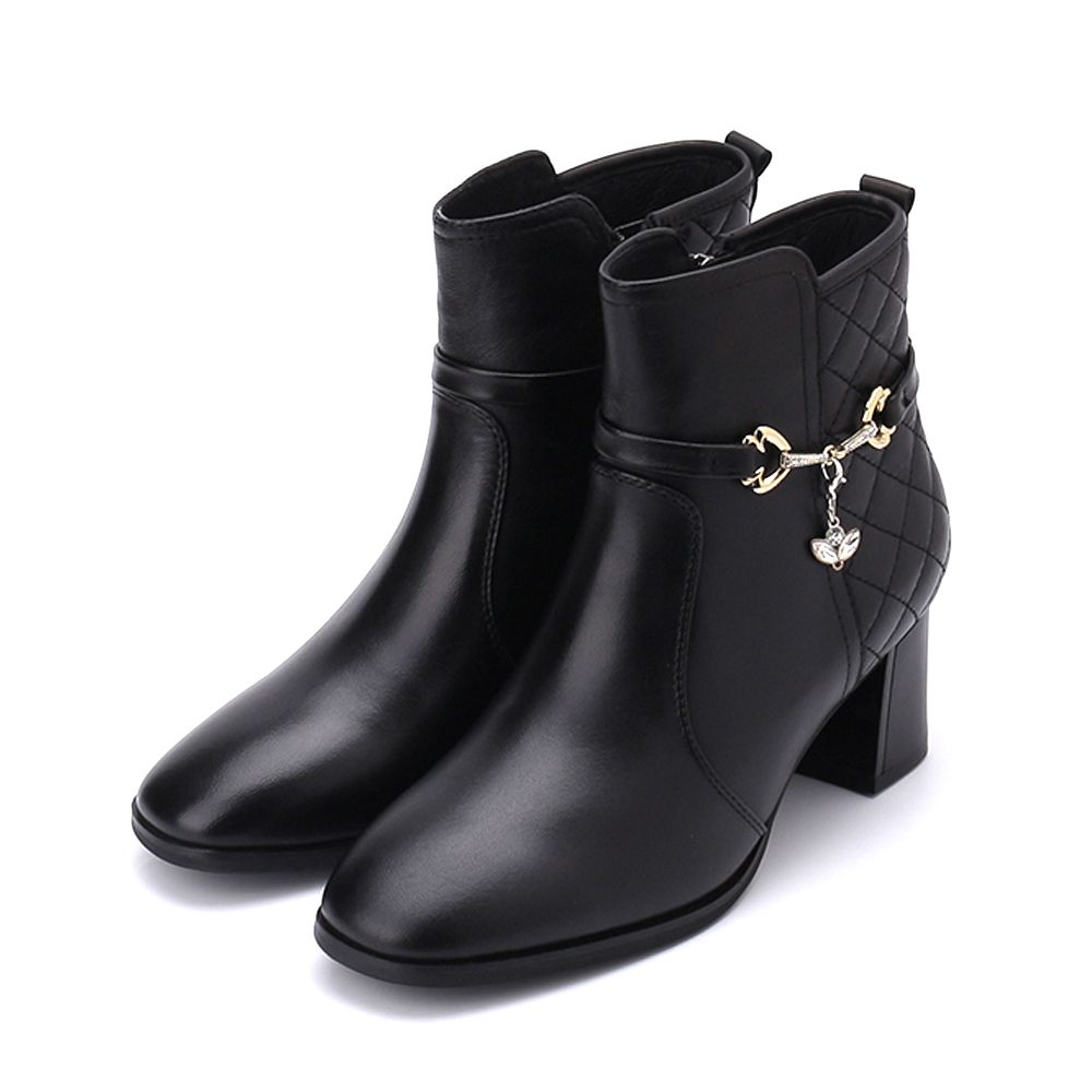 LUZZI 菱格鑽跟靴 黑 女鞋 治裝激推