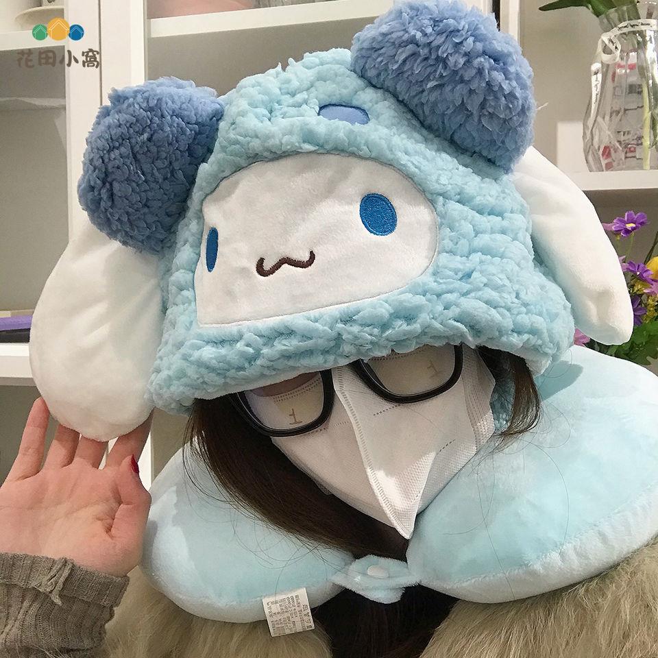 新款可愛毛絨u型枕 帶帽子保暖冬季卡通護頸枕 學生午睡枕 助眠遮光[PP0510025]