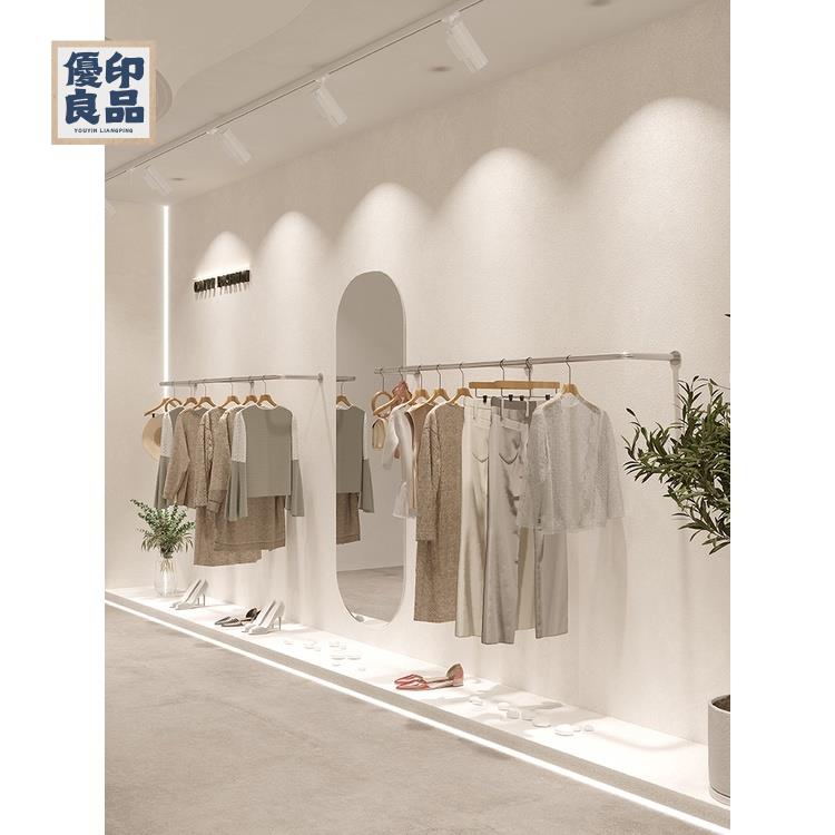 ??免運 服裝店展示架 女裝店貨架 陳列架 上牆壁掛衣架 落地式衣服架子 不銹鋼展示架特惠/開立發票 全館折扣 y5410