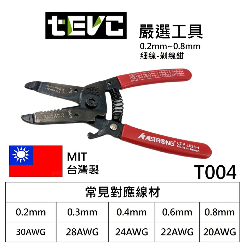 《tevc電動車研究室》T004 剝線鉗 剝線直徑0.2~0.8mm 6吋多功能剝線工具 細線 銀線 台灣製