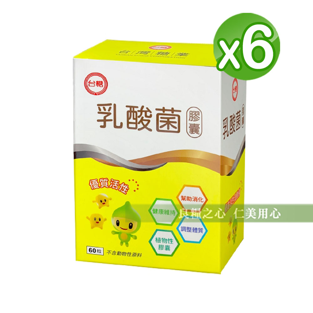 【全新包裝】臺糖 乳酸菌(60粒/盒)x6