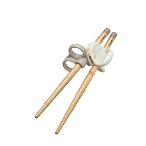 康貝 Combi 木製三階段彈力學習筷(右手附盒)-綿羊白|兒童筷