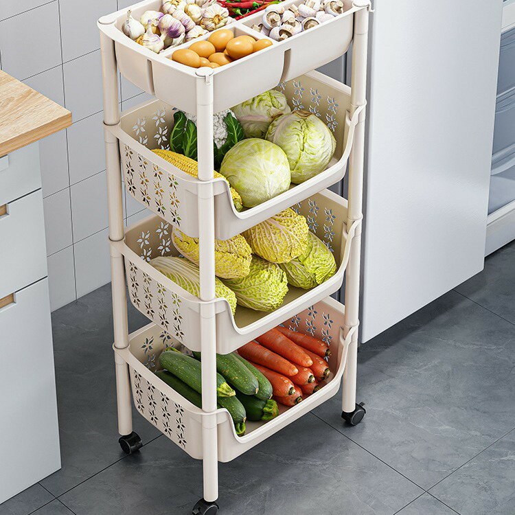 APP下單享點數9% 可移動廚房多功能菜籃子置物架落地多層果蔬菜收納架家用放菜架子