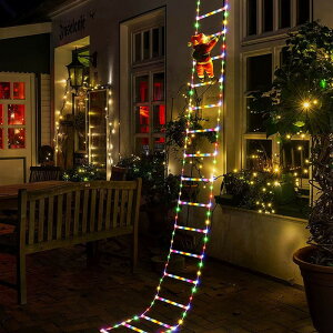 圣誕節裝飾led發光攀登梯子圣誕老人爬梯戶外室外庭院場景布置大