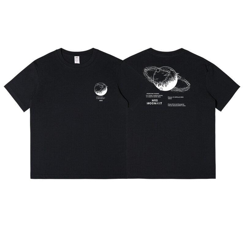 【喜挖】純棉白色印花短袖T恤男ins情侶裝寬鬆潮牌字母半袖上衣服幾何印花 4