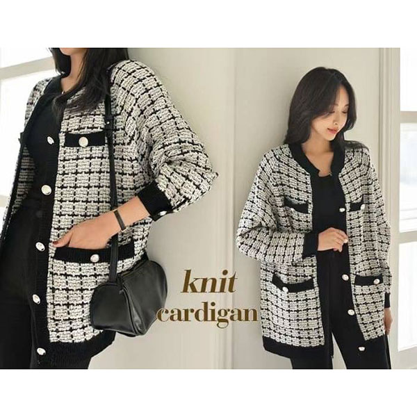 ANNAS 正韓 外套 小香風 毛呢 格紋 格子 編織 小香 大衣 風衣 長版 韓國 8