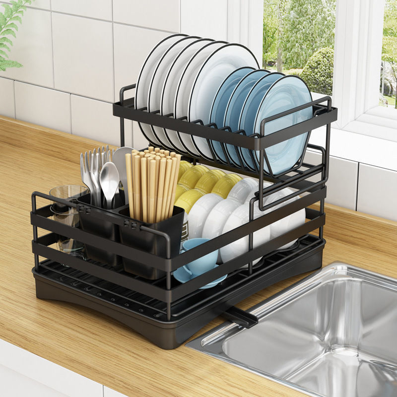抽拉碗架廚房架子置物架臺面碟架洗碗池瀝水架多功能瀝水盤收納架