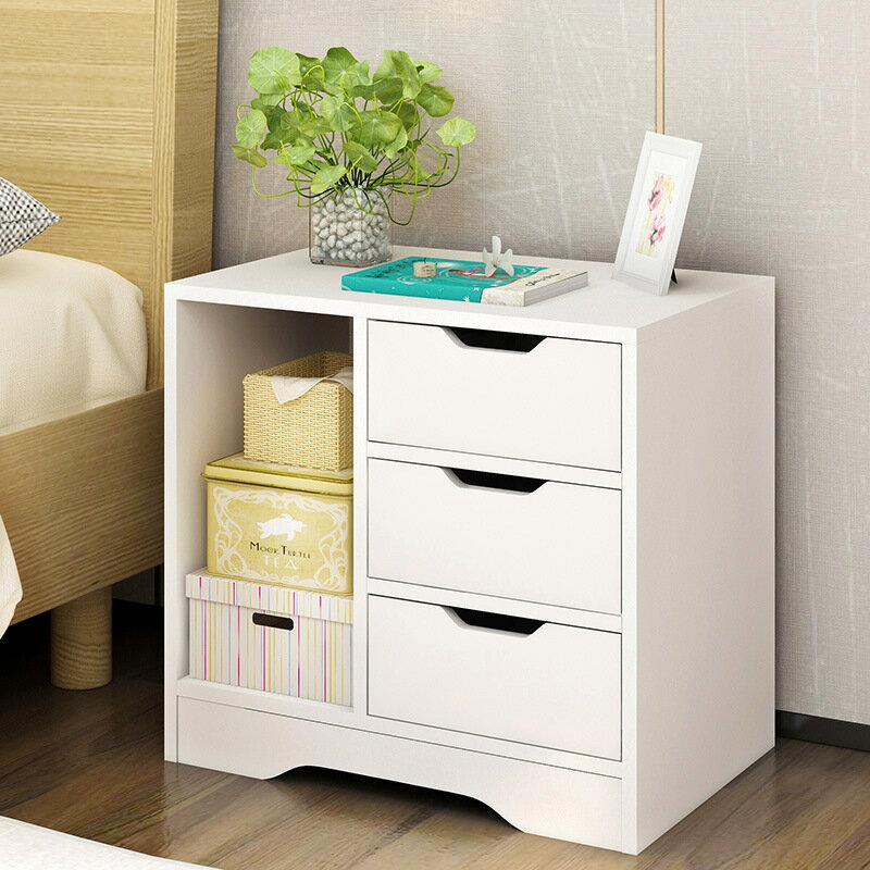 床頭柜置物架簡約現代小型臥室經濟型收納柜仿實木儲物簡易小柜子