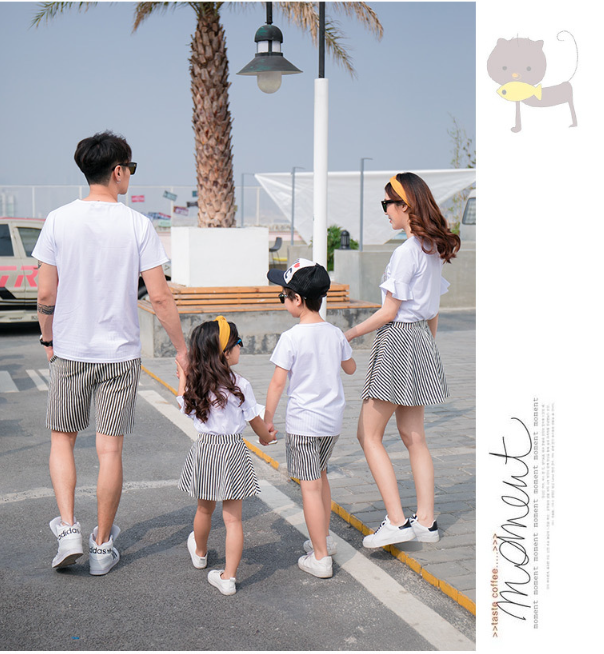 親子裝 親子套裝 短袖T恤+褲子 母女裝 全家福 櫻桃嚴選 純棉t恤+褲裙 一家三口 一 家四口 全家裝 情侶裝 4