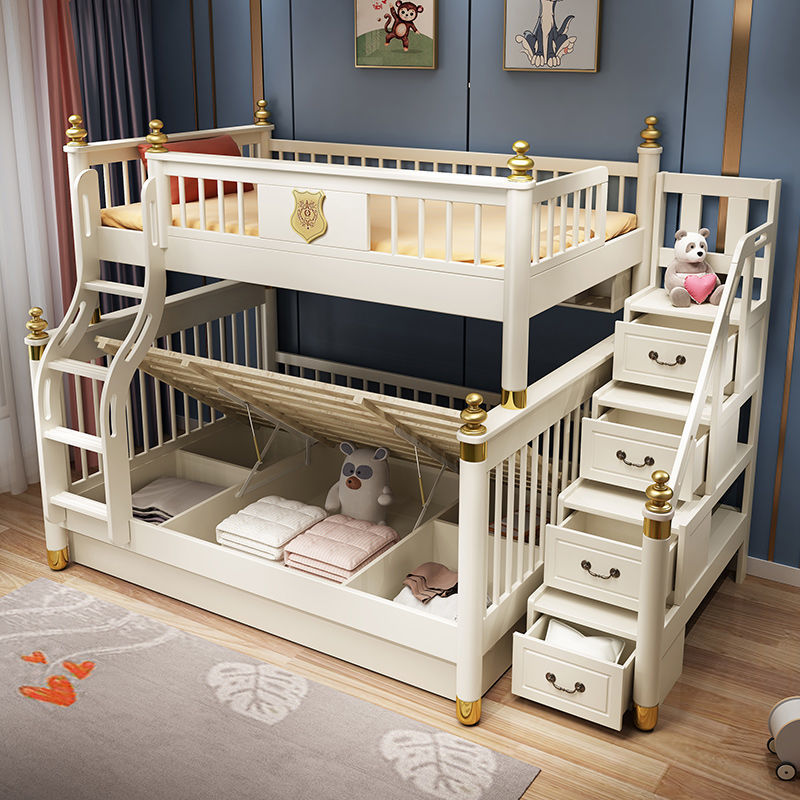 輕奢上下鋪床木床雙層床大人兩層高低床全實木雙人兒童床1.8定制