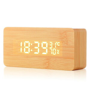 【日本代購】acetek木紋鬧鐘 - 淺 USB充電 電池